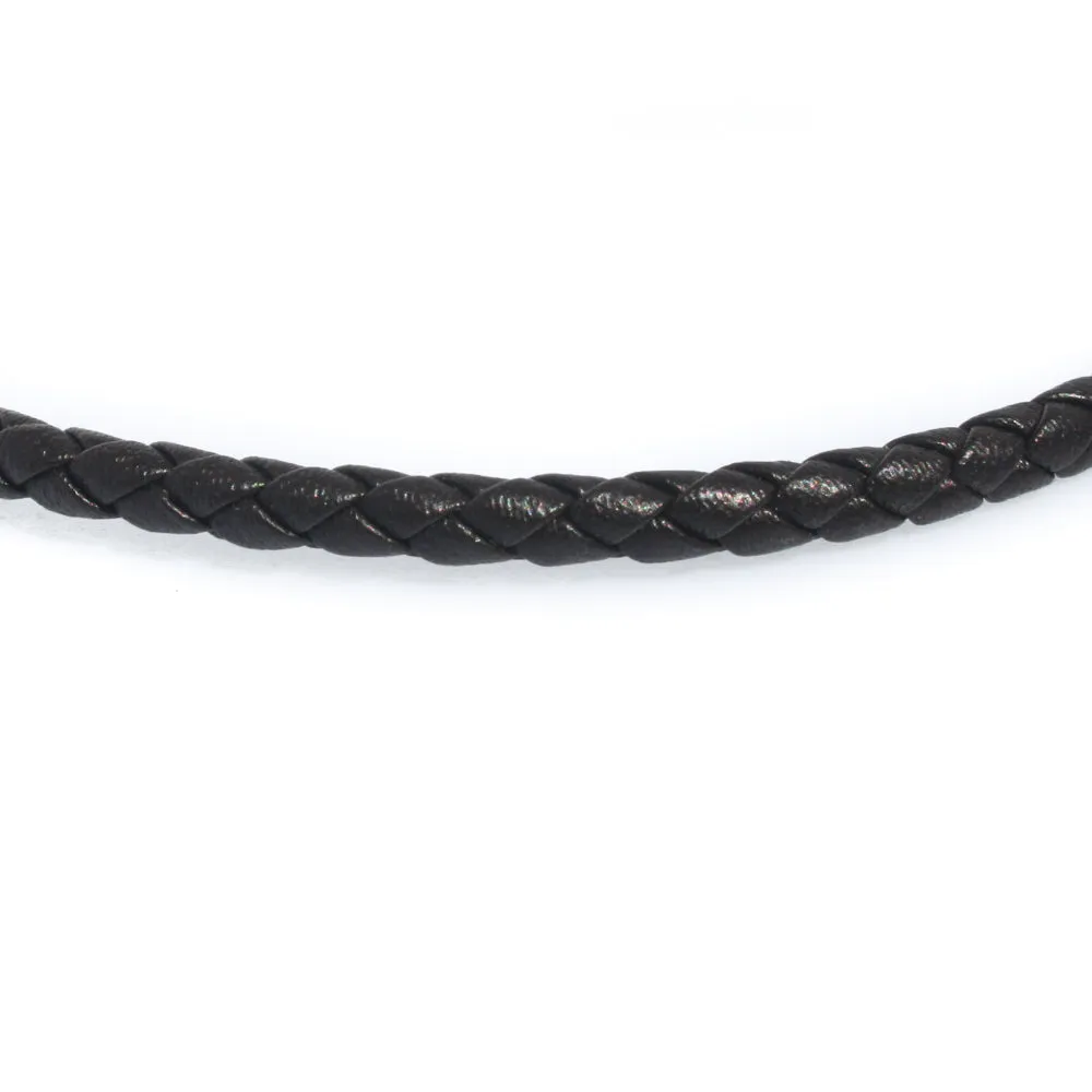 Black Leather Braid Necklace