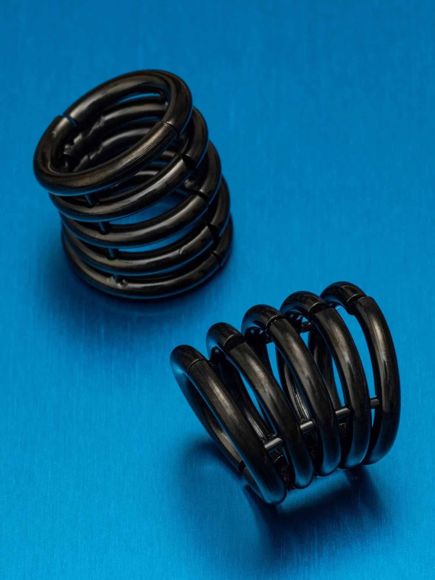 Black Multi-Ring Steel Ear Cuffs