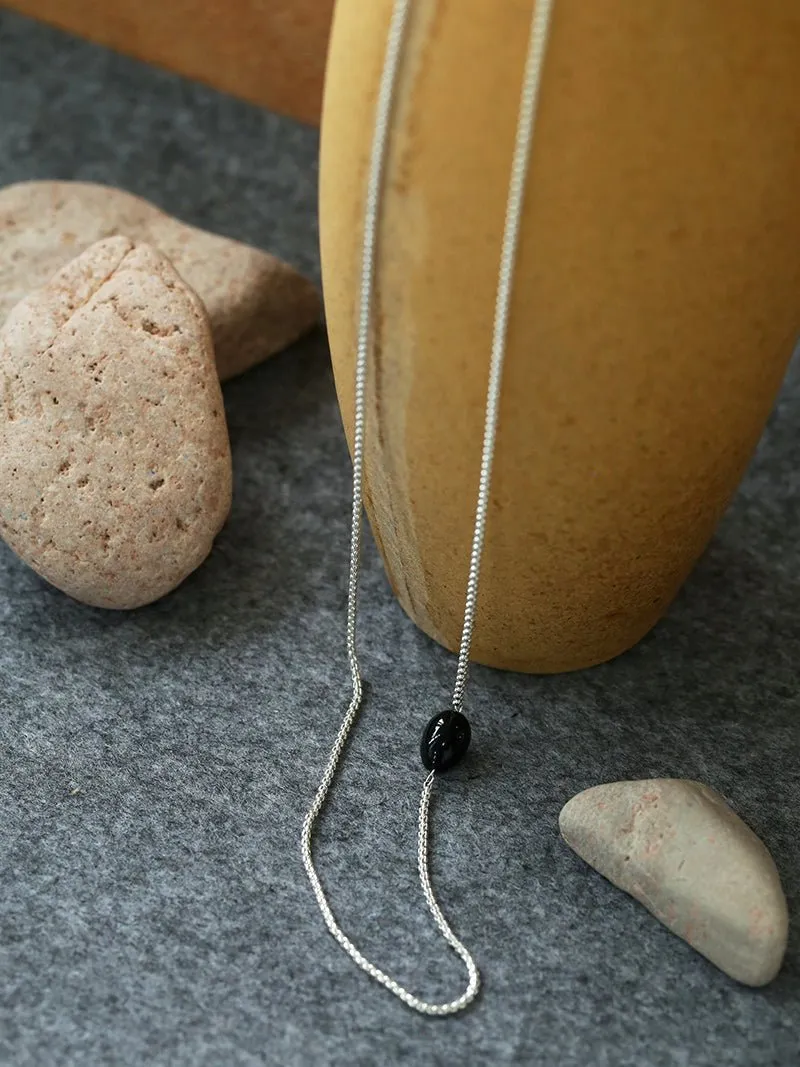 Black Onyx Splicing Chain Long Layering Necklace