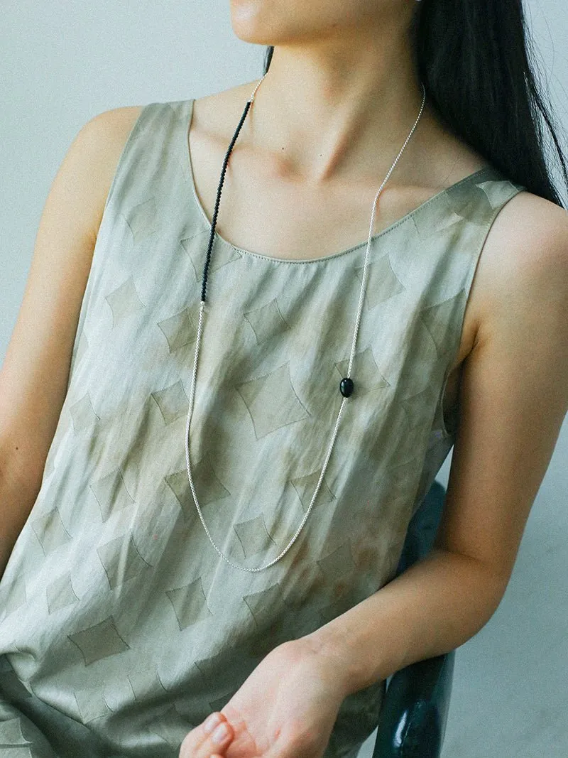 Black Onyx Splicing Chain Long Layering Necklace