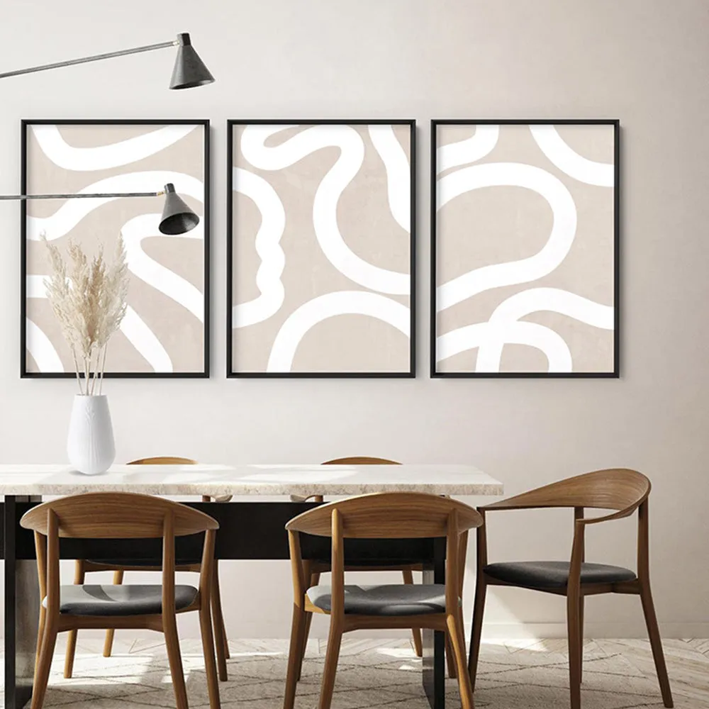 Boho Abstracts | White Lines I - Art Print