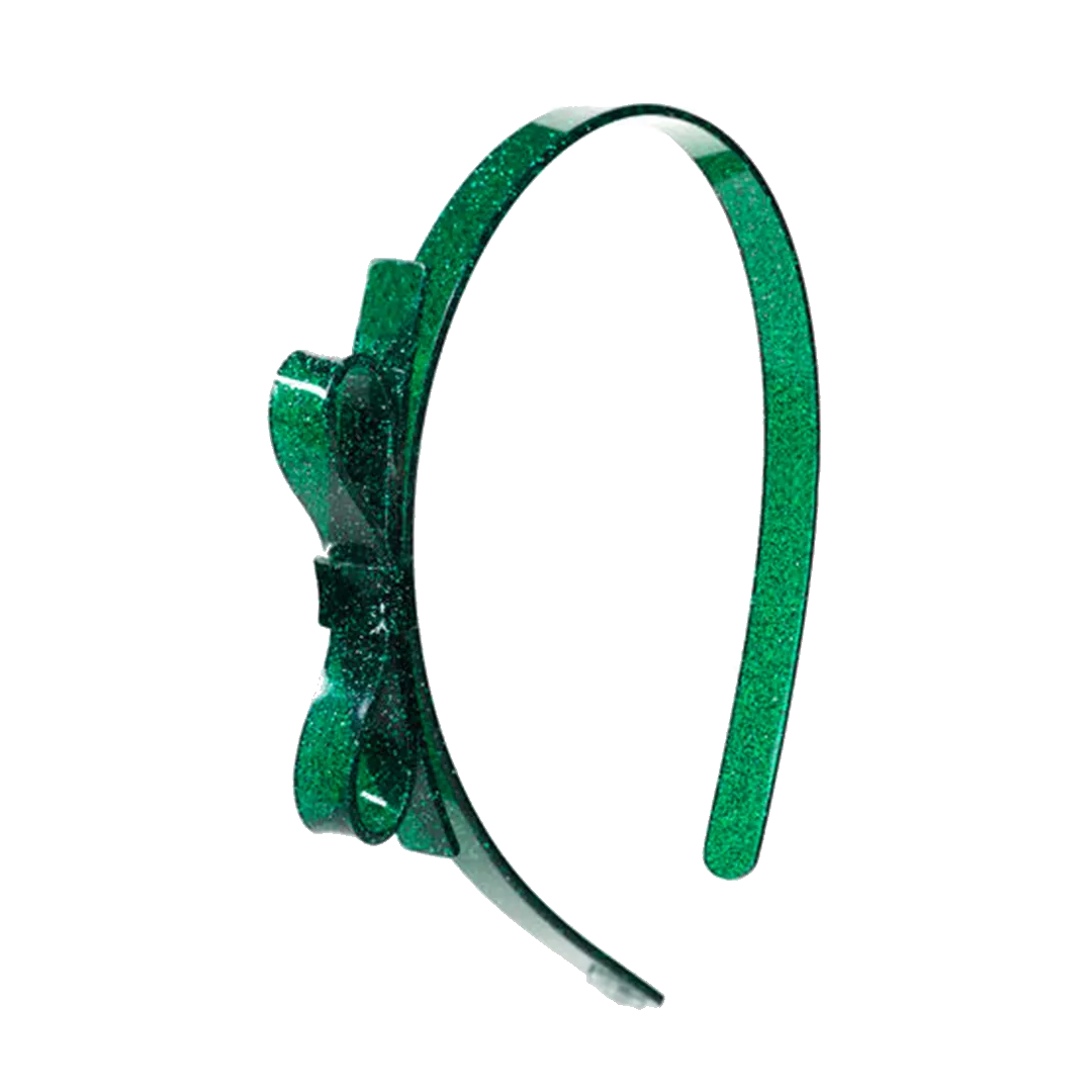 Bow Headband - Green Glitter