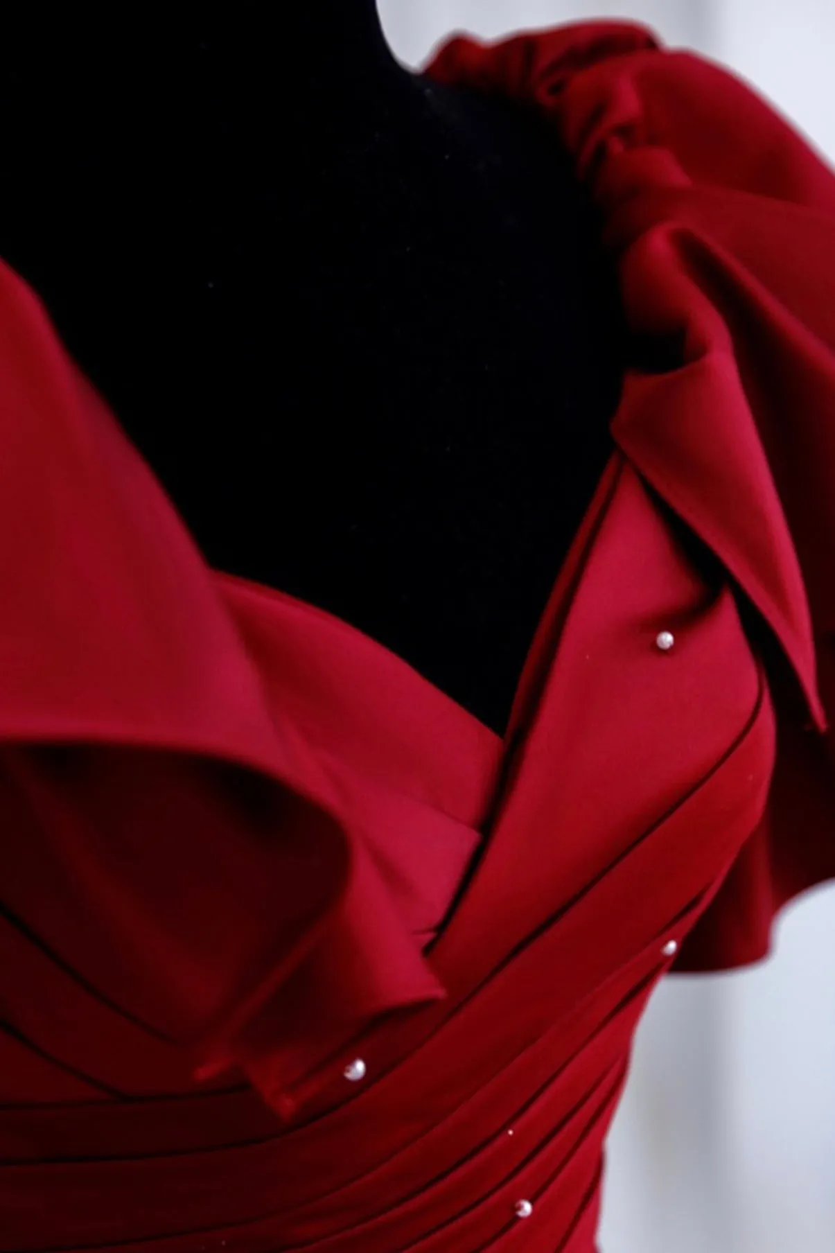Burgundy satin long A line prom dress evening dress KS5901