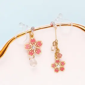 Cherry Blossom Asymmetrical Drop Invisible Clip Ons