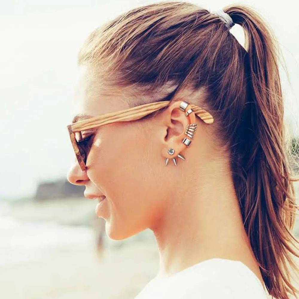 Chevron Cartilage Ear Cuffs Earrings Gold Plated Sterling Silver