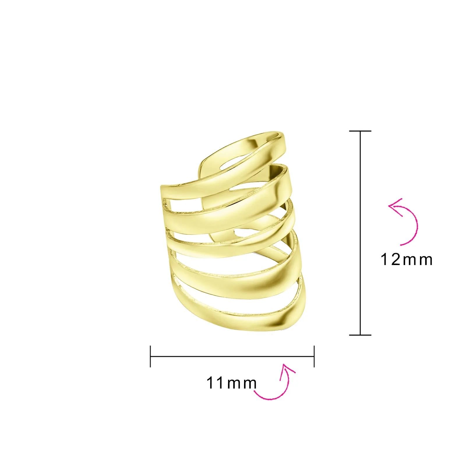 Chevron Cartilage Ear Cuffs Earrings Gold Plated Sterling Silver