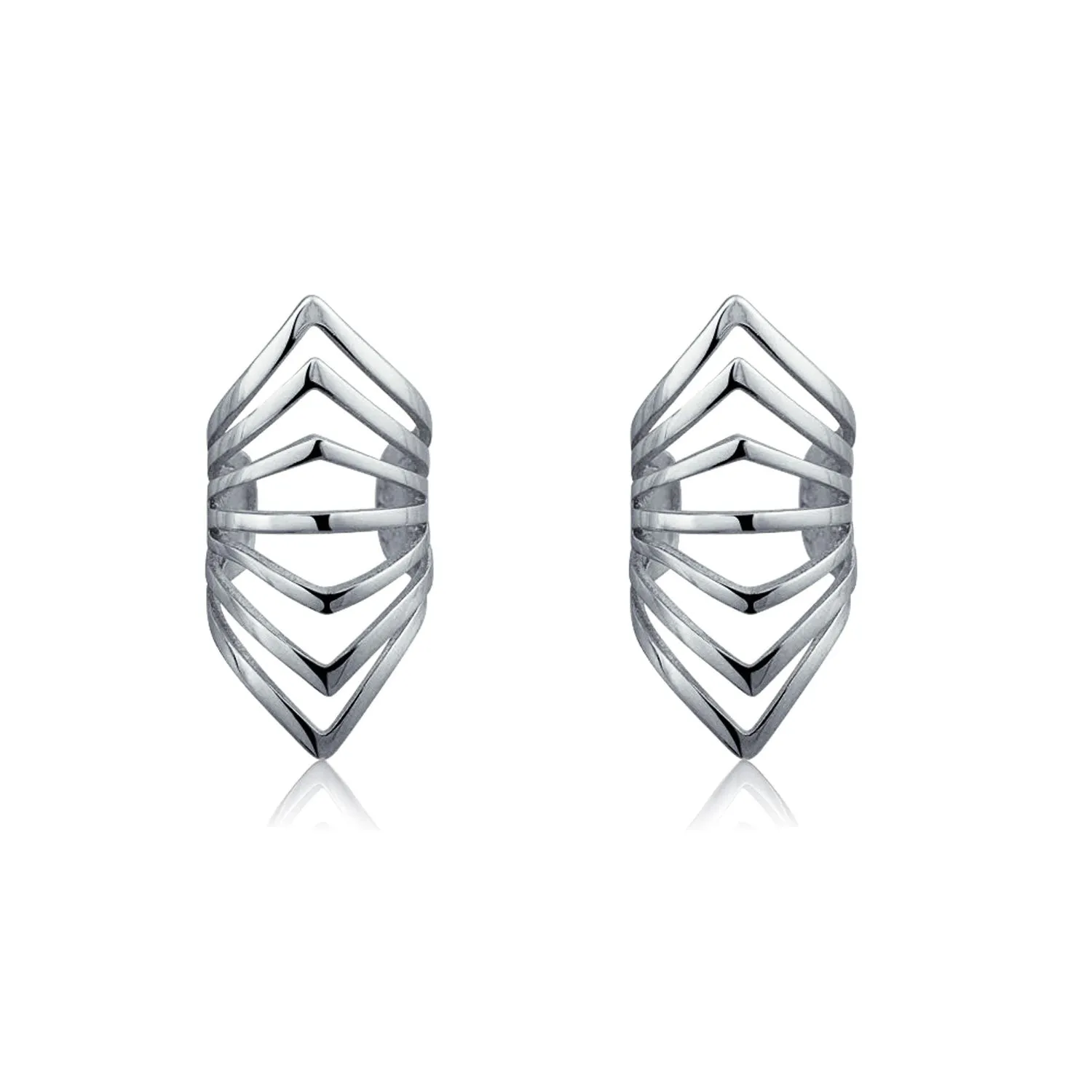Chevron Cartilage Ear Cuffs Earrings Gold Plated Sterling Silver