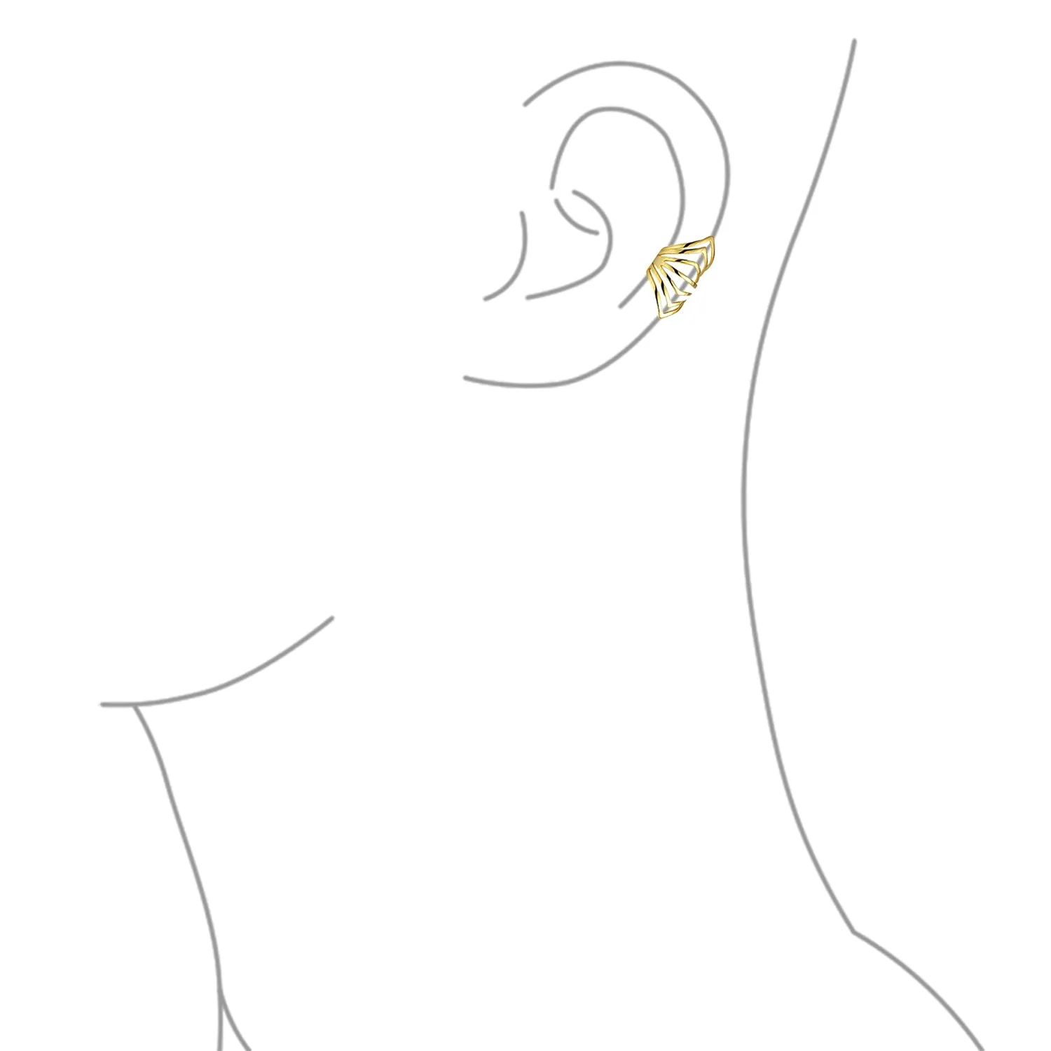 Chevron Cartilage Ear Cuffs Earrings Gold Plated Sterling Silver