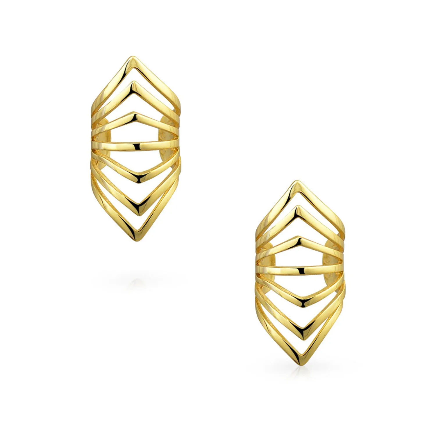 Chevron Cartilage Ear Cuffs Earrings Gold Plated Sterling Silver