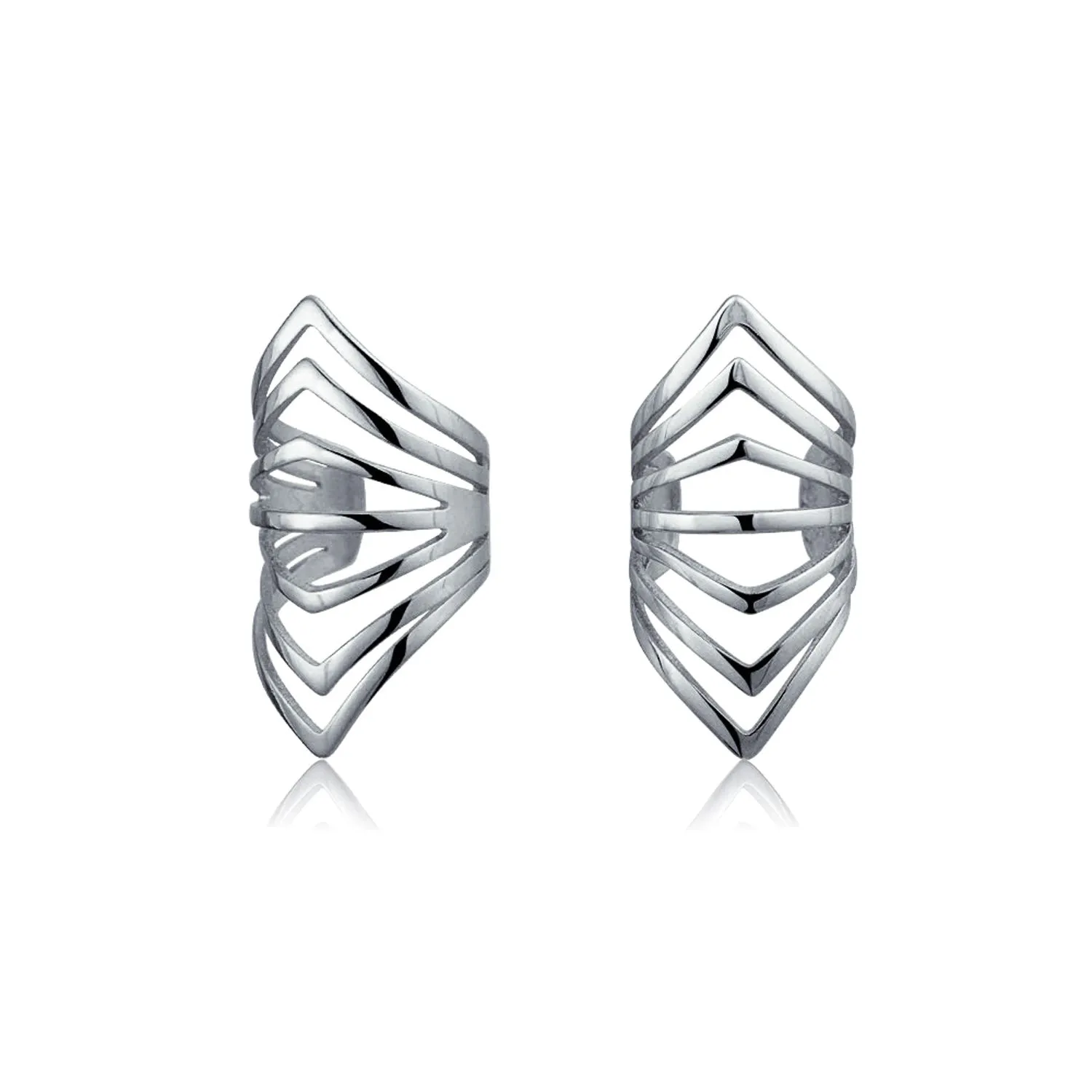 Chevron Cartilage Ear Cuffs Earrings Gold Plated Sterling Silver