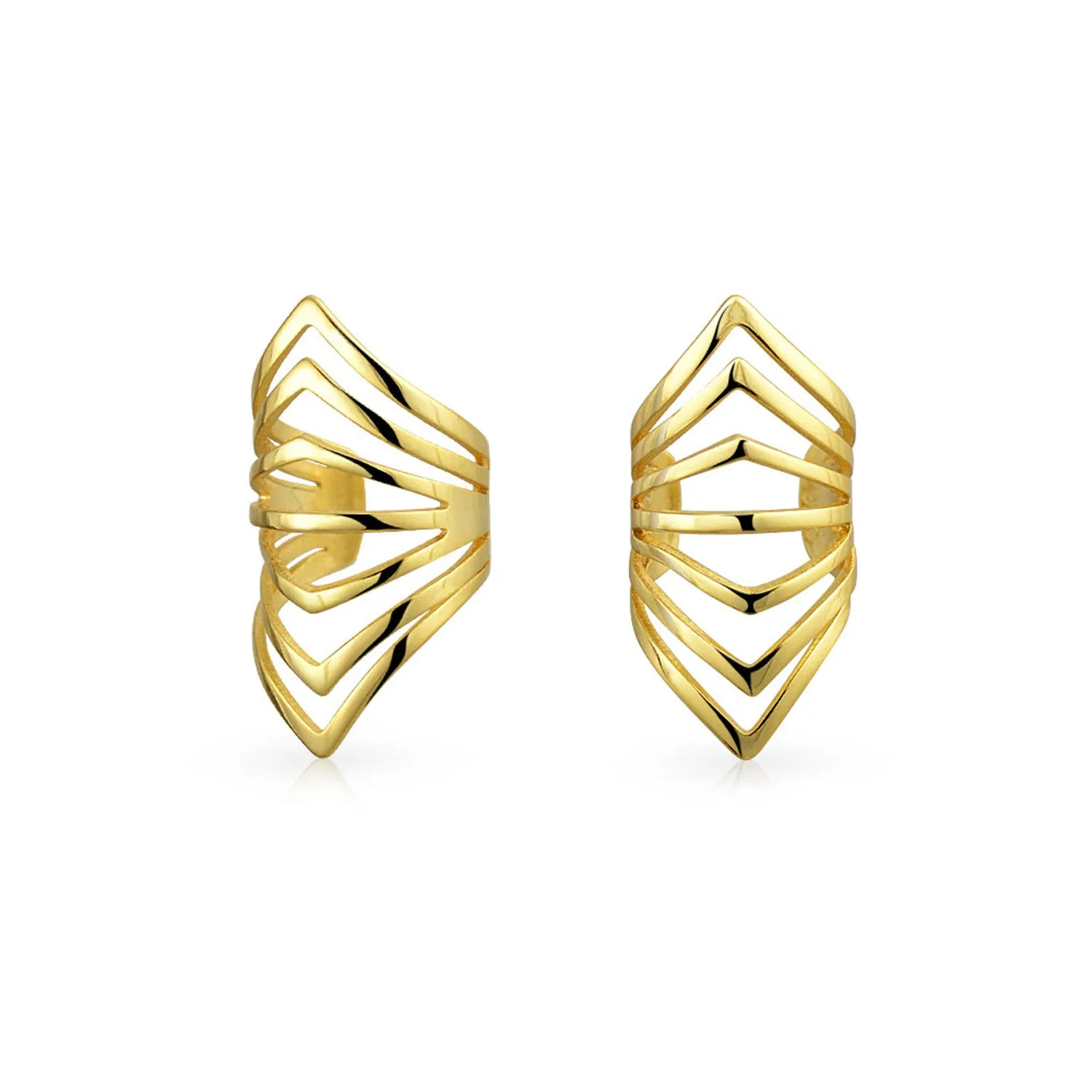 Chevron Cartilage Ear Cuffs Earrings Gold Plated Sterling Silver