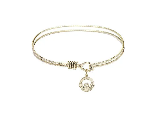 Claddagh Gold Plated Twisted Wire Bangle Bracelet