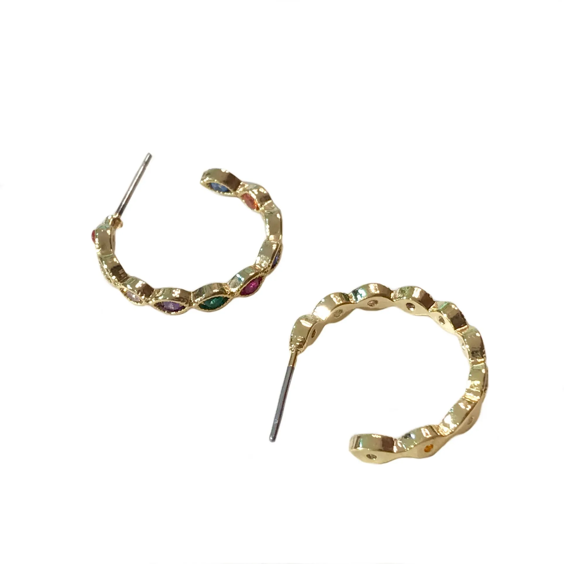 Crysta Multicolor Marquis Hoop Studs