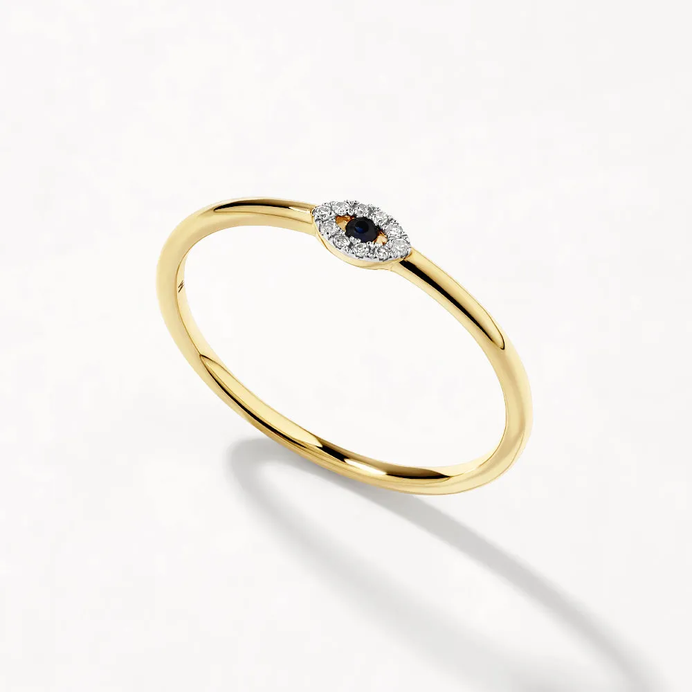 Diamond Evil Eye Ring in 10k Gold