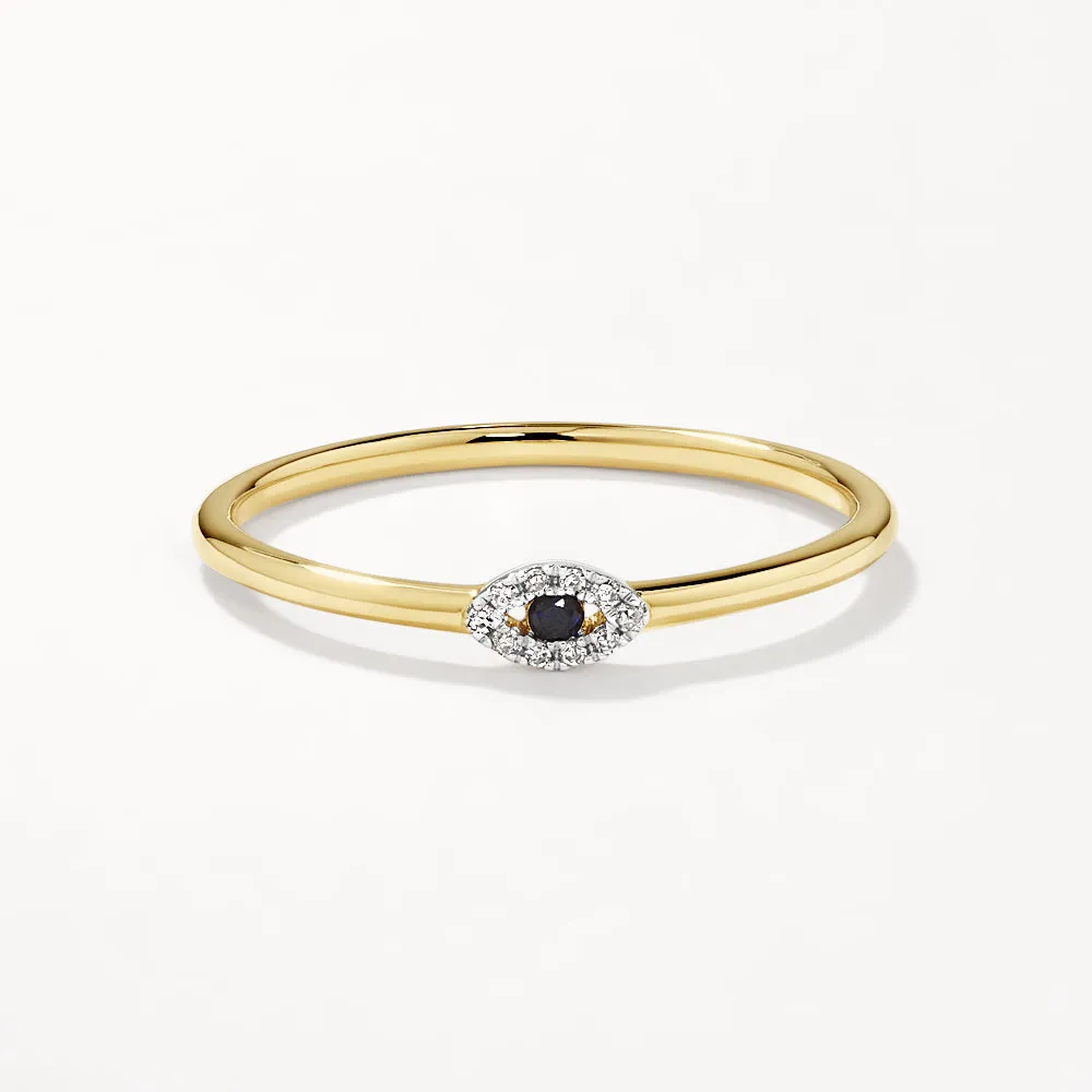 Diamond Evil Eye Ring in 10k Gold