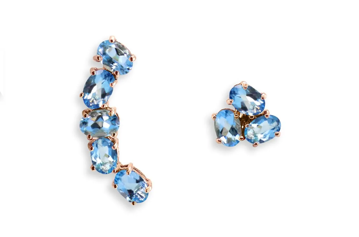 Earrings Asymmetrical Gemstones & 18kt Gold