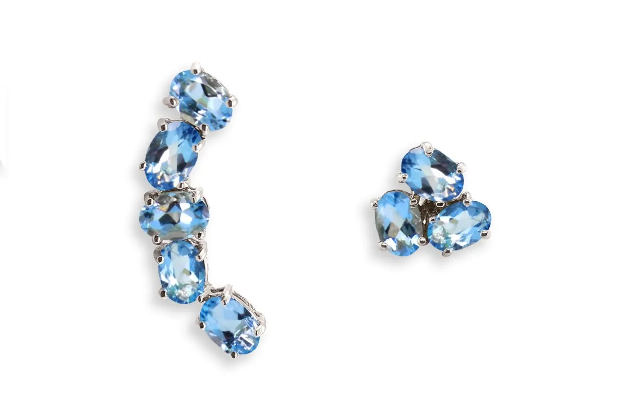 Earrings Asymmetrical Gemstones & 18kt Gold
