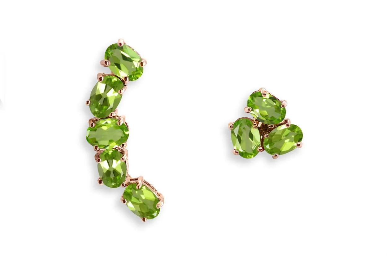Earrings Asymmetrical Gemstones & 18kt Gold