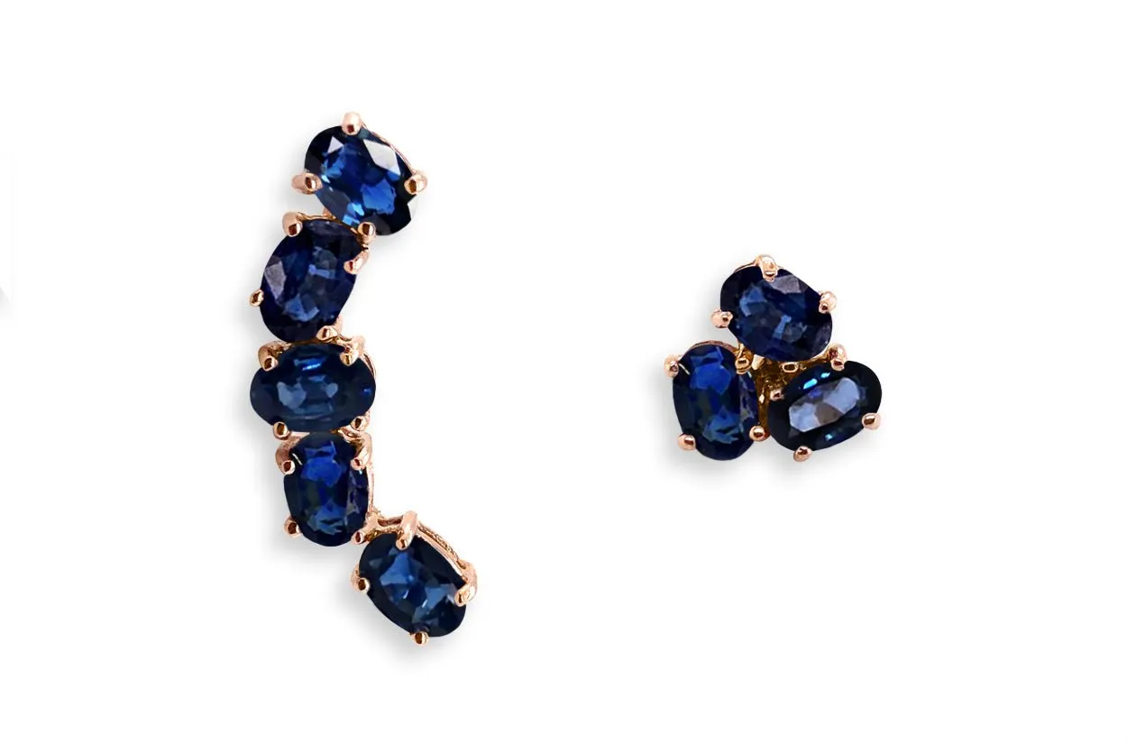 Earrings Asymmetrical Gemstones & 18kt Gold