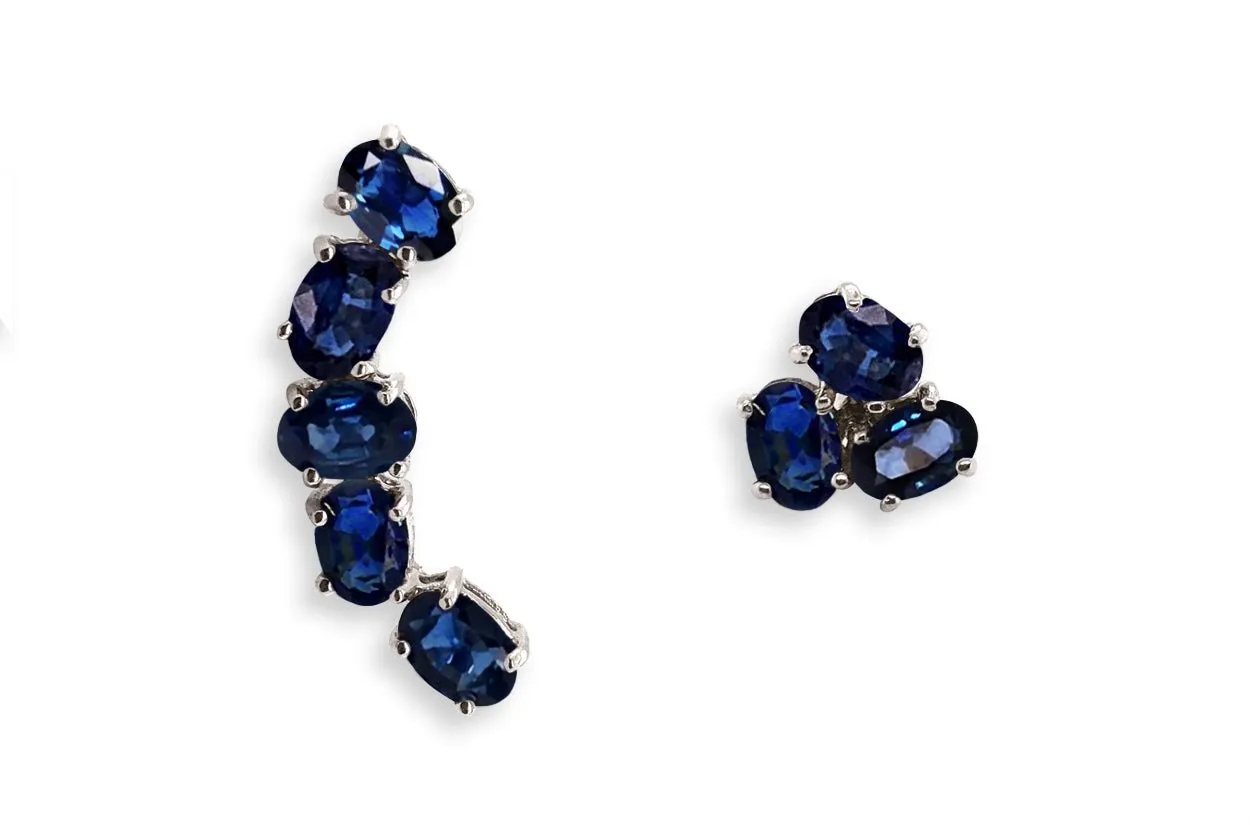 Earrings Asymmetrical Gemstones & 18kt Gold