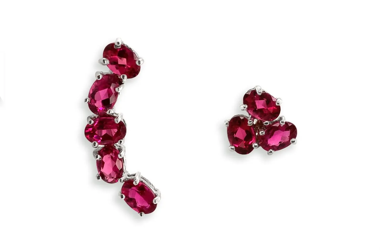 Earrings Asymmetrical Gemstones & 18kt Gold