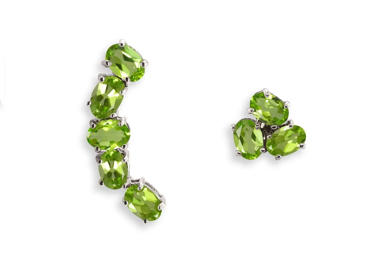 Earrings Asymmetrical Gemstones & 18kt Gold