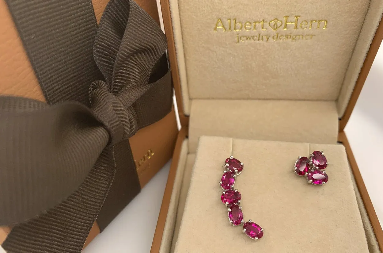 Earrings Asymmetrical Gemstones & 18kt Gold