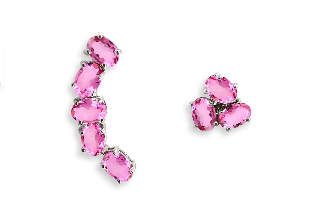 Earrings Asymmetrical Gemstones & 18kt Gold