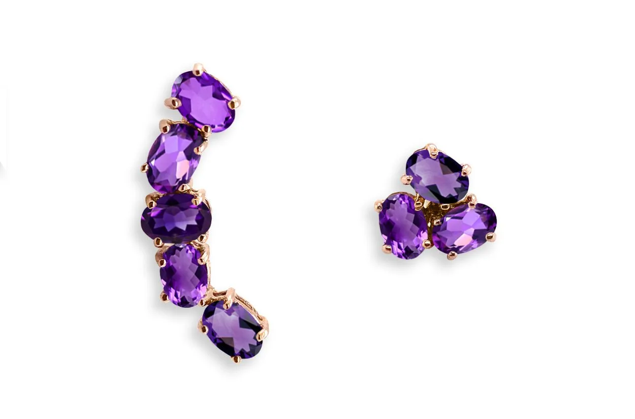 Earrings Asymmetrical Gemstones & 18kt Gold