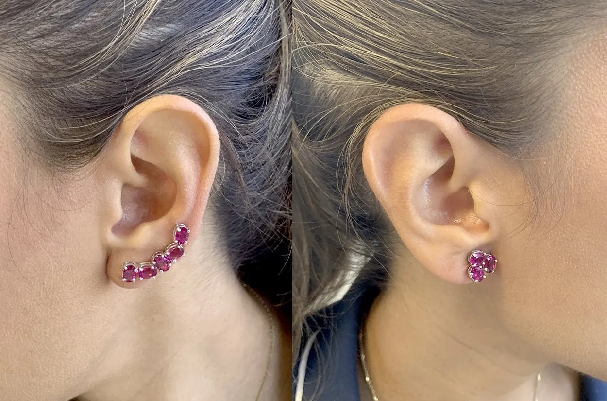 Earrings Asymmetrical Gemstones & 18kt Gold