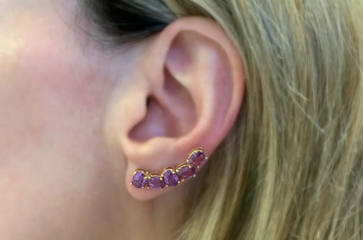 Earrings Asymmetrical Gemstones & 18kt Gold