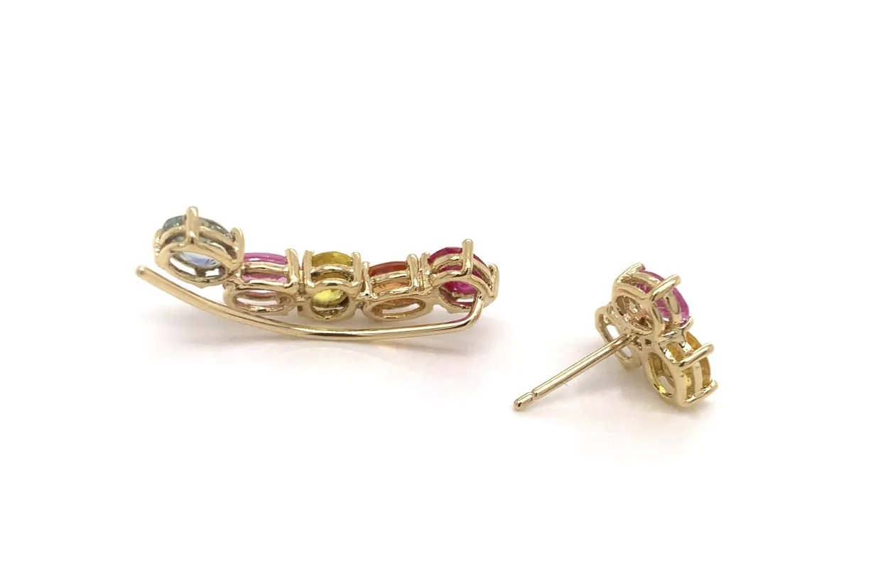 Earrings Asymmetrical Gemstones & 18kt Gold