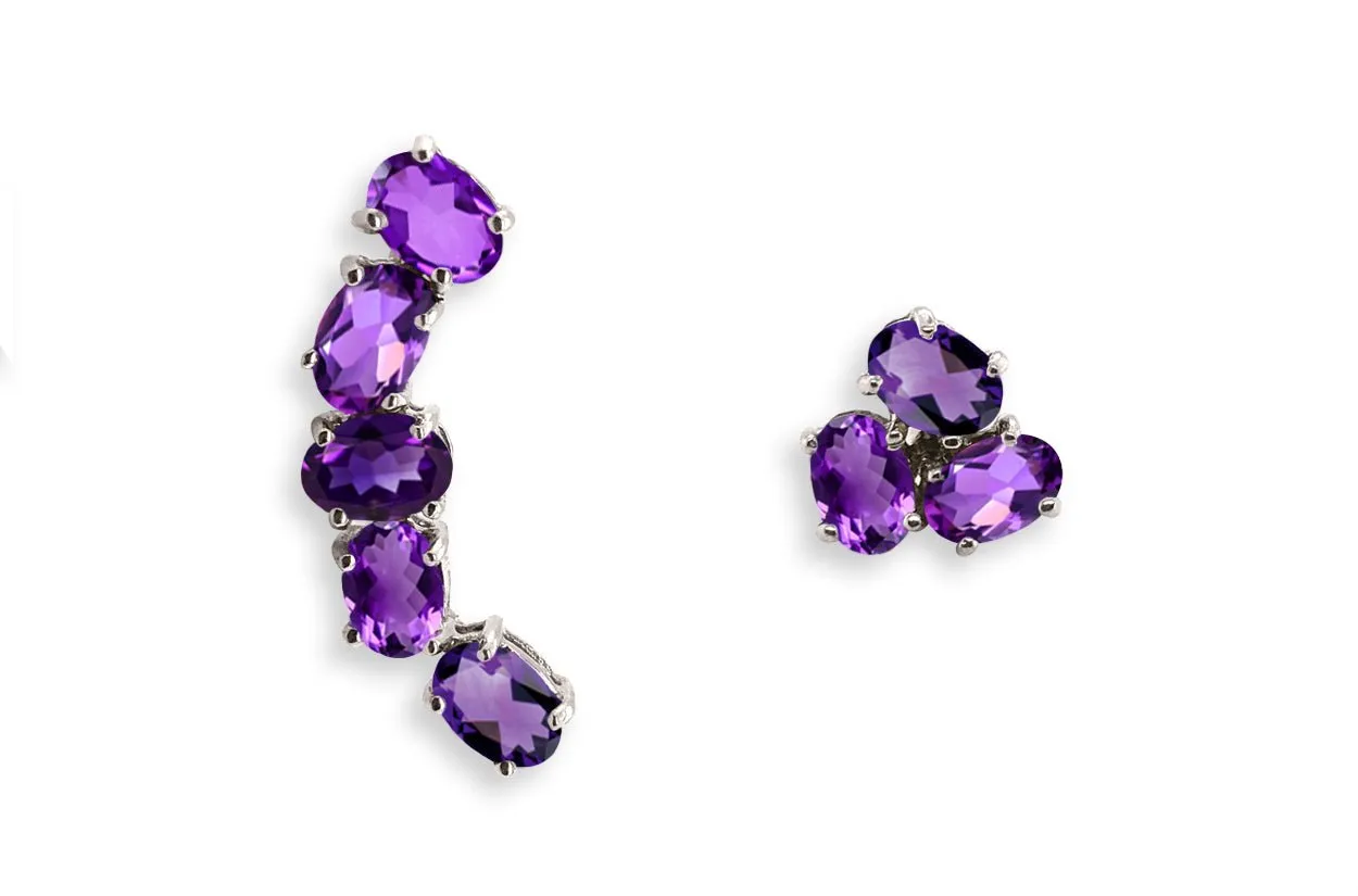 Earrings Asymmetrical Gemstones & 18kt Gold
