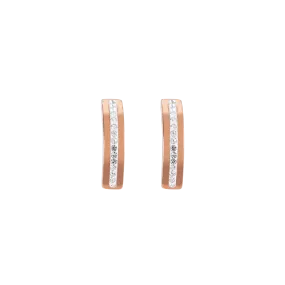 Earrings stainless steel rose gold & crystals pavé strip crystal