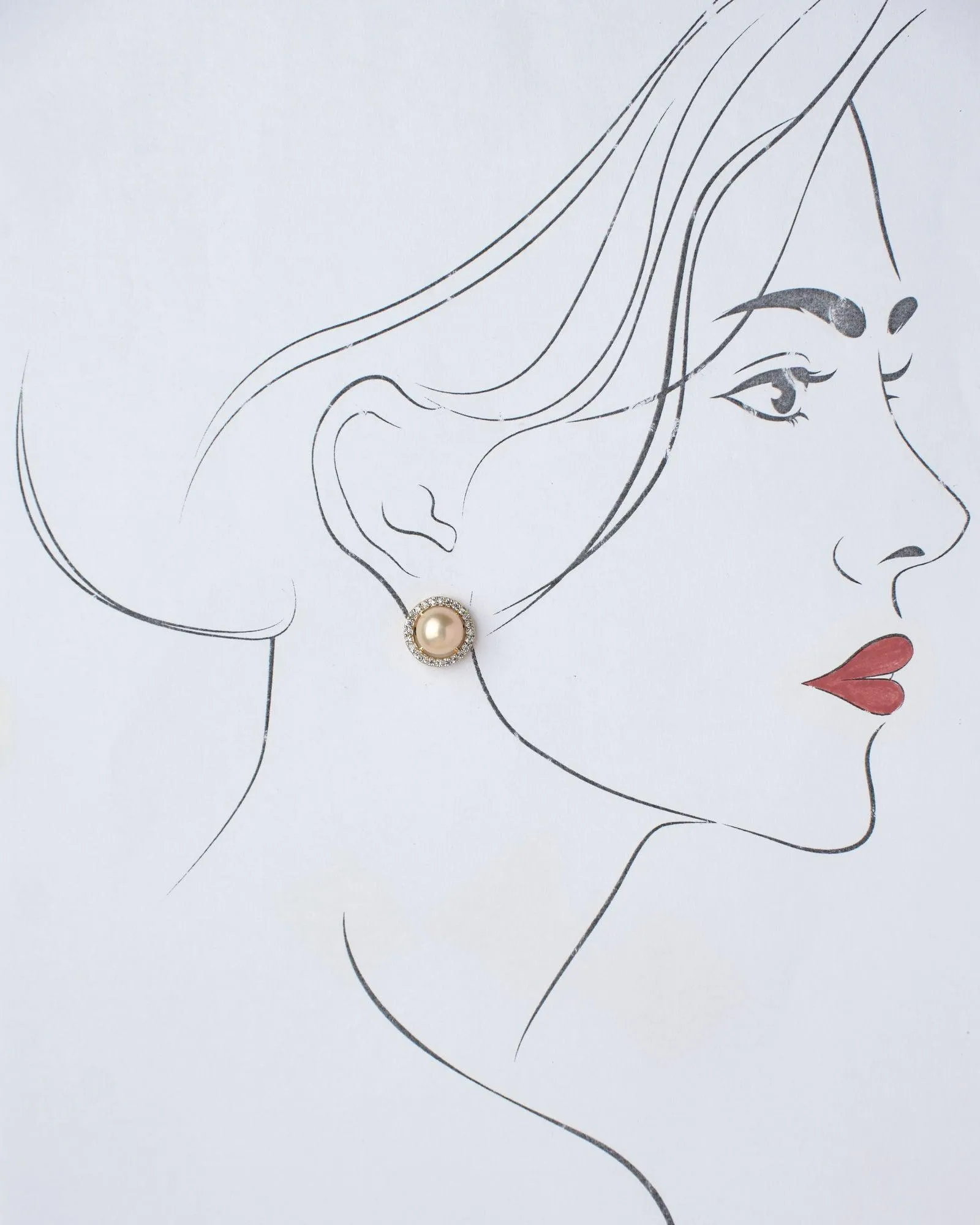 Elegant Pink Stud Pearl Earring
