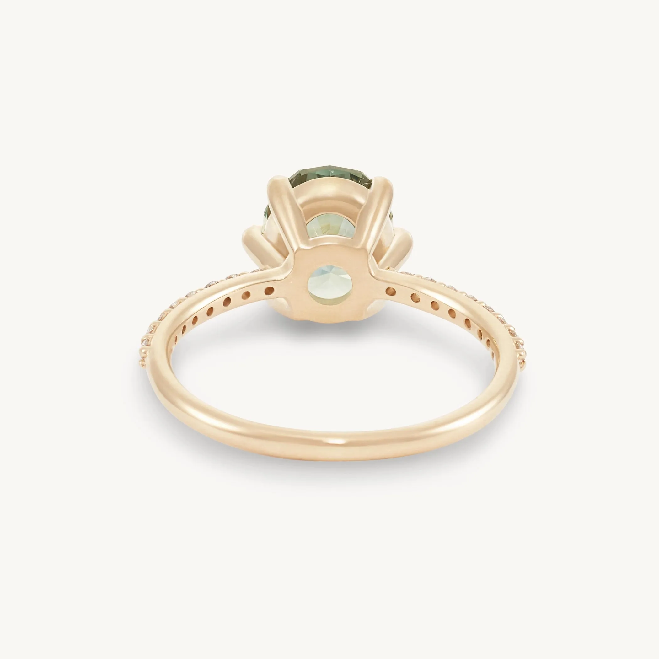 enchanted souls one-of-a-kind ring - 14k yellow gold ring, mint green oval cut sapphire