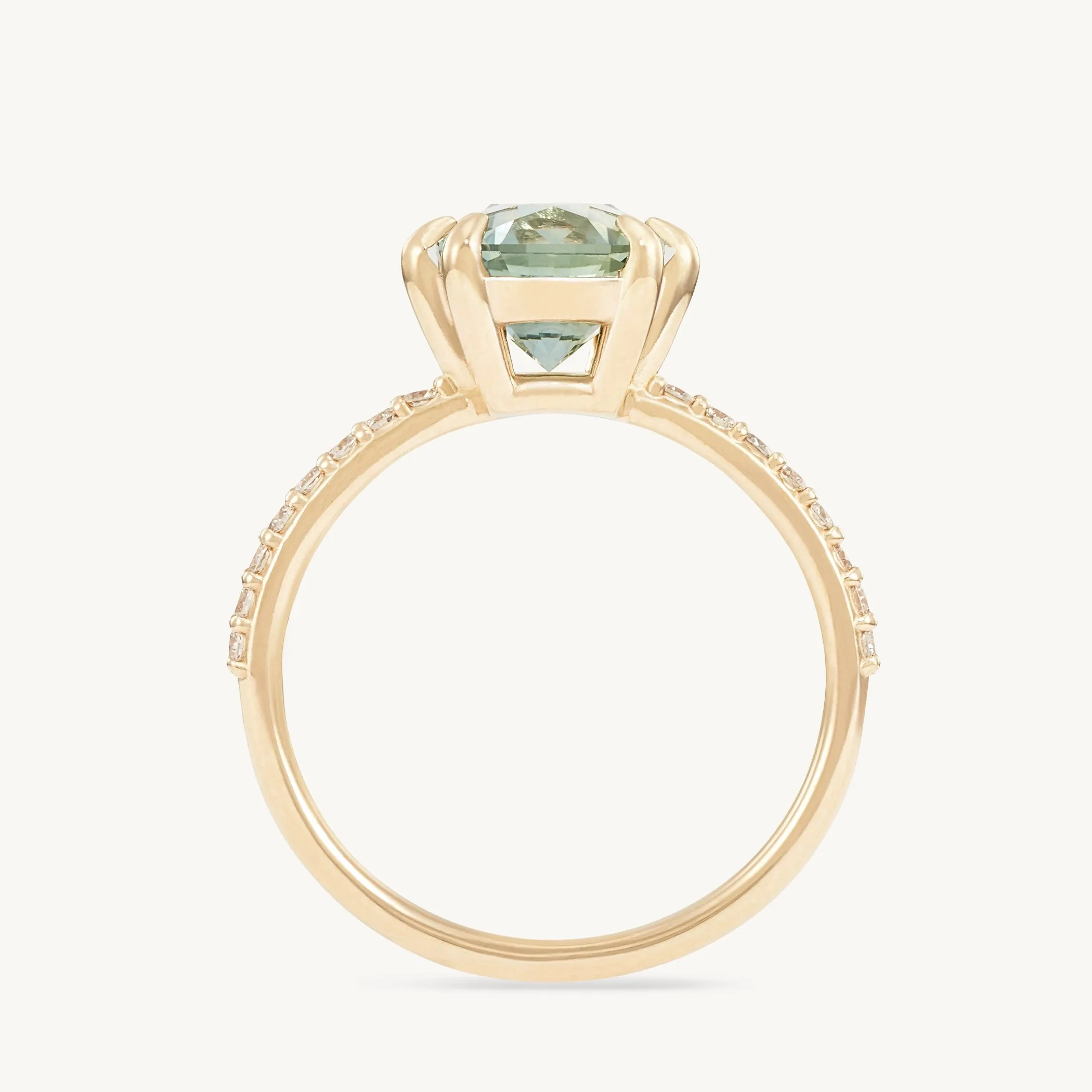 enchanted souls one-of-a-kind ring - 14k yellow gold ring, mint green oval cut sapphire