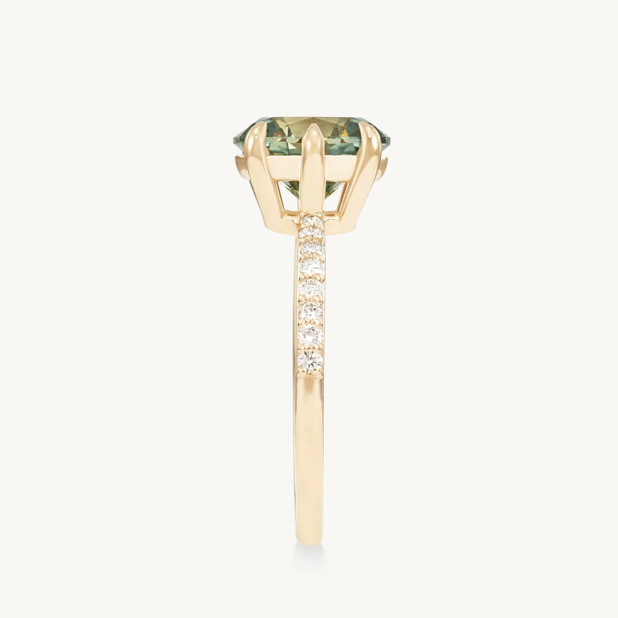 enchanted souls one-of-a-kind ring - 14k yellow gold ring, mint green oval cut sapphire