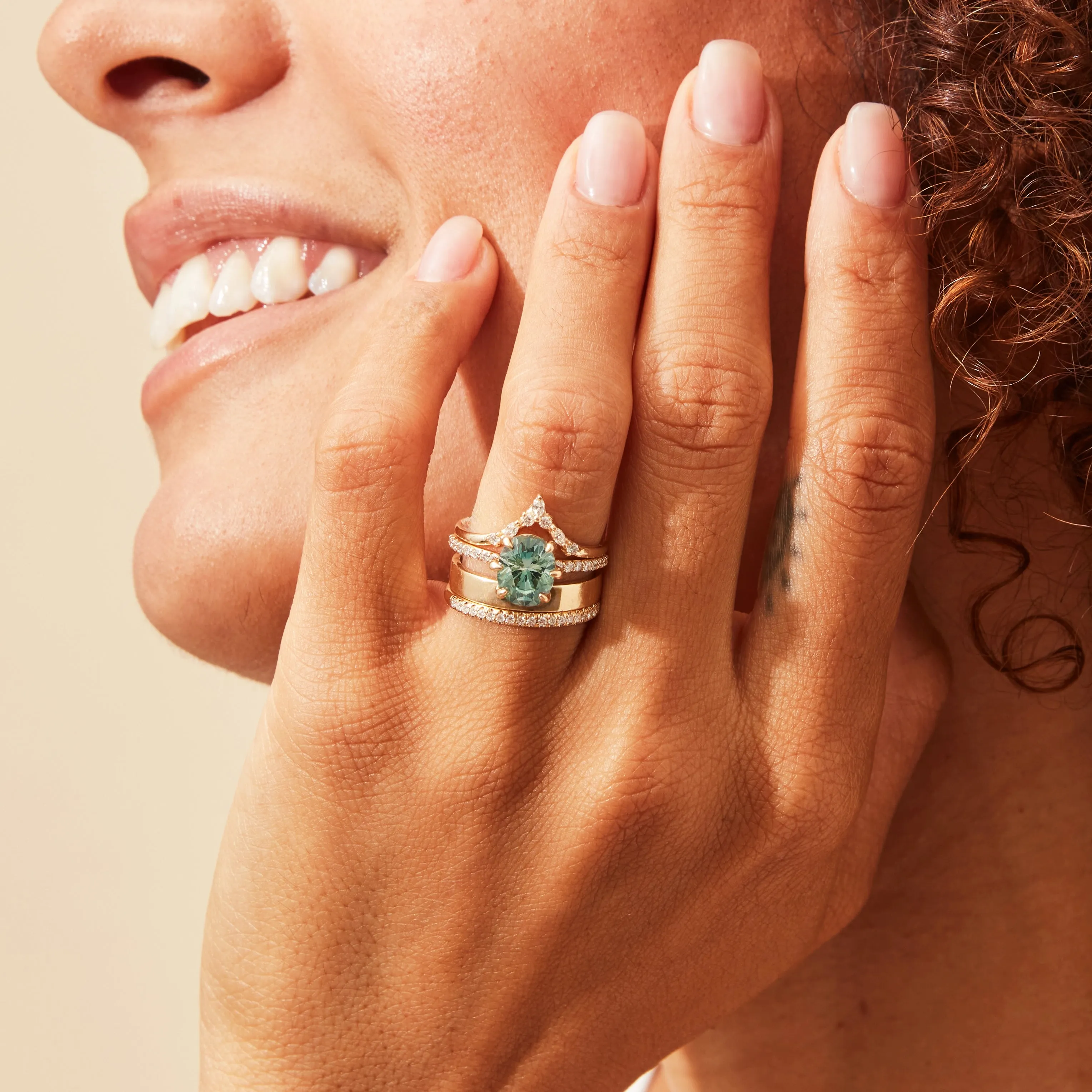 enchanted souls one-of-a-kind ring - 14k yellow gold ring, mint green oval cut sapphire