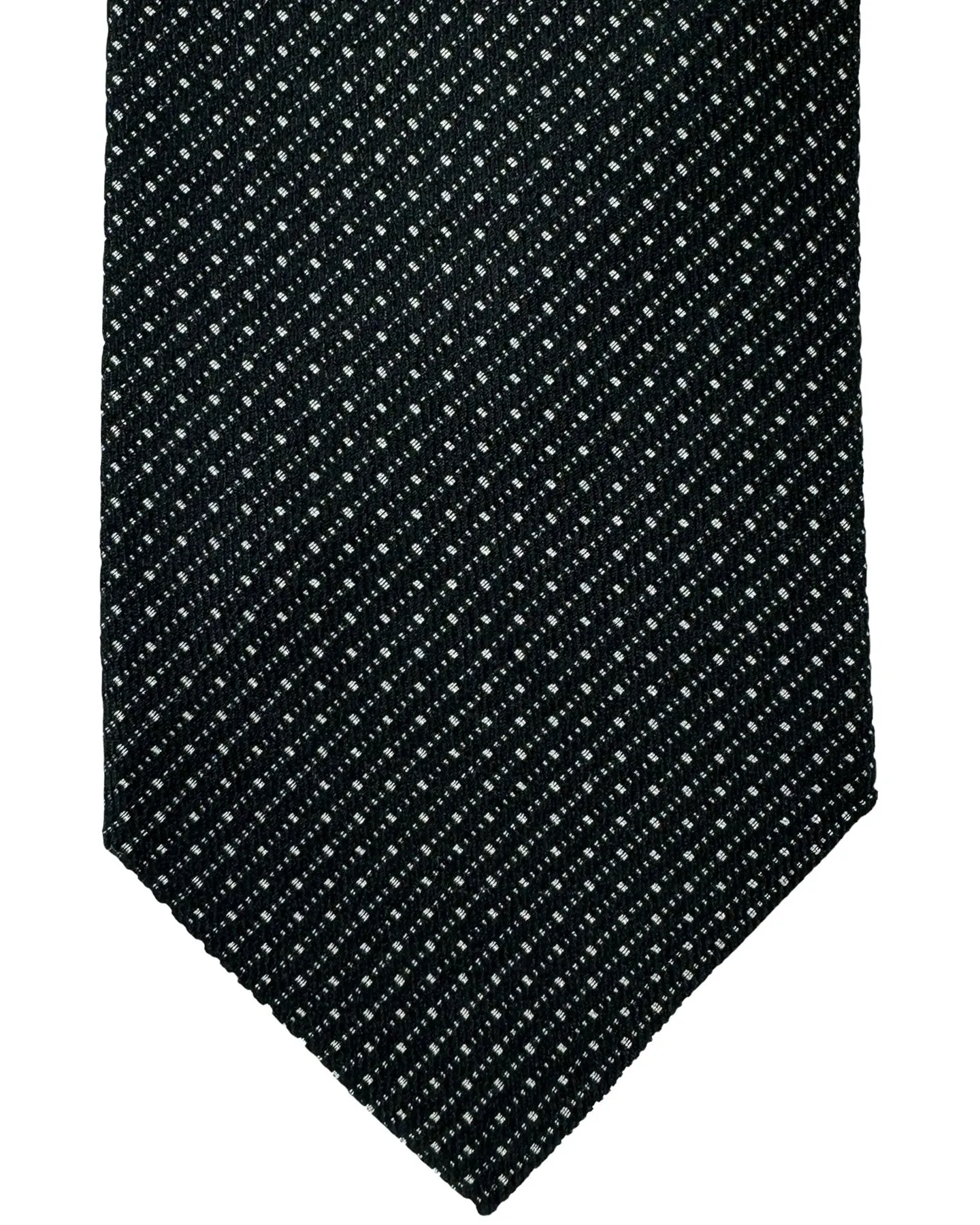 Ermenegildo Zegna Narrow Tie Black Silver Striped Micro Pattern