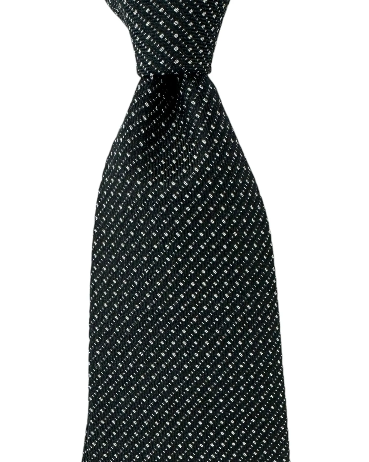 Ermenegildo Zegna Narrow Tie Black Silver Striped Micro Pattern