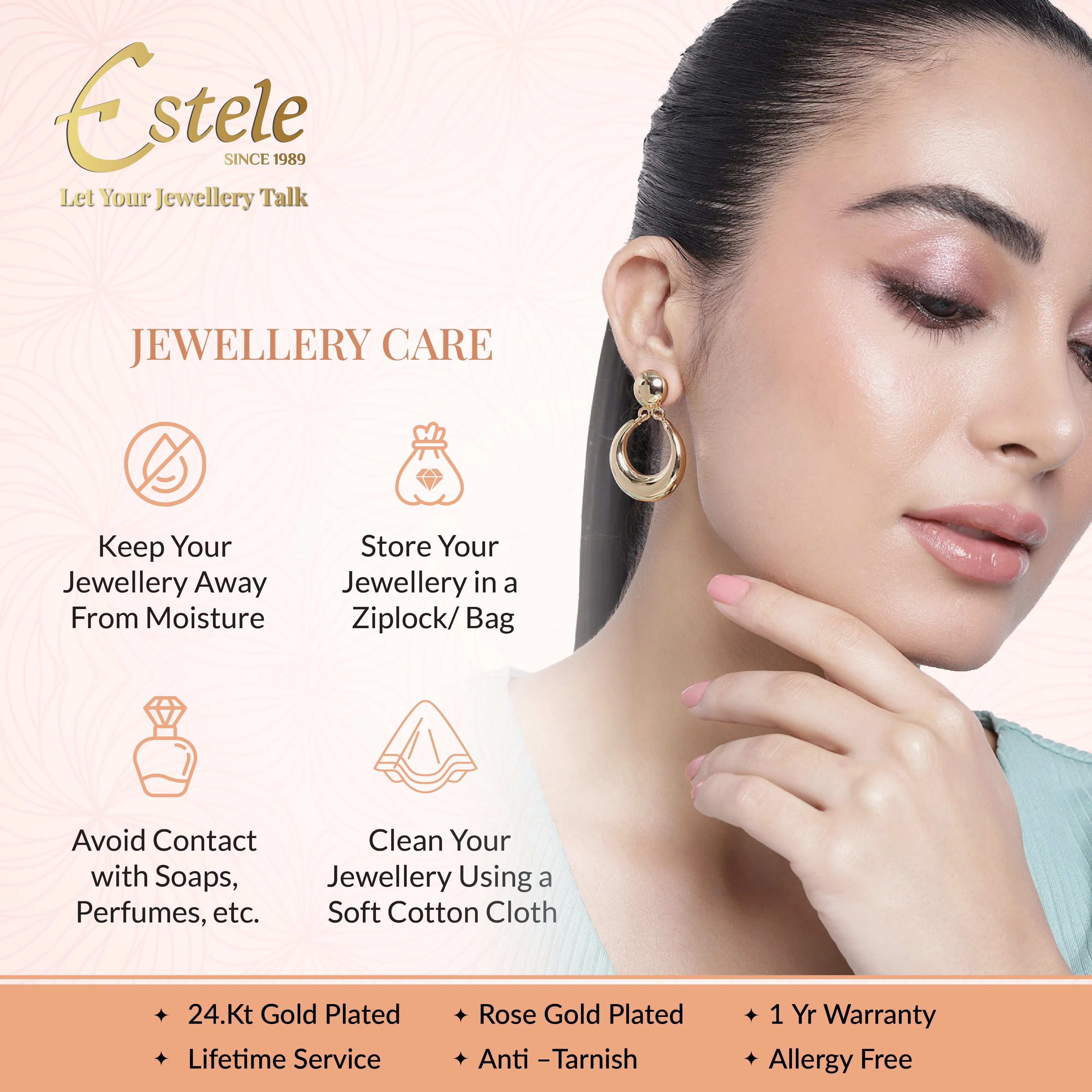 Estele Gold Plated Drop Designer Matt Finish Stud Earrings with Ruby Crystals for Women