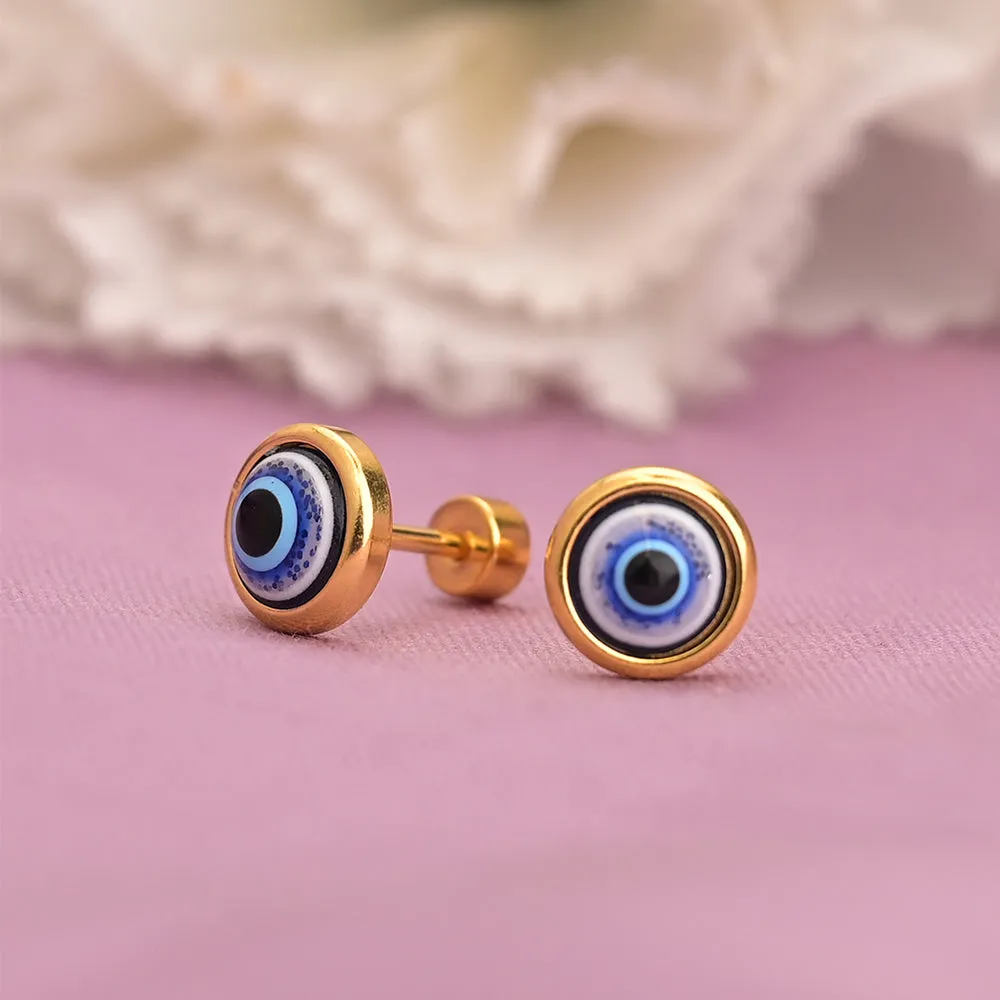 Evil-Eye Round Stud Earrings