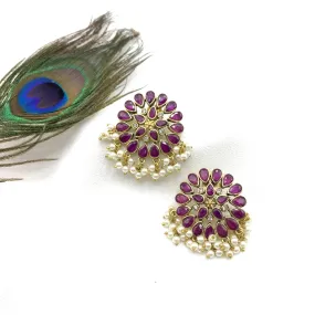 Exquisite Amrapali Victorian Style Stud Earring with Ruby Red stones