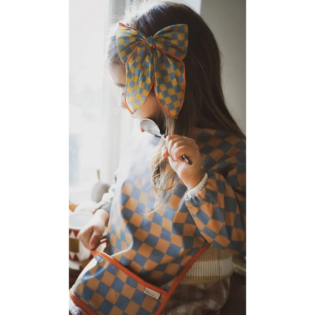 Fable Bow-Large Size - Checks  Laguna   Wheat