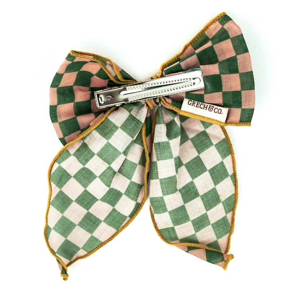 Fable Bow-Mid Size - Checks  Sunset    Orchard