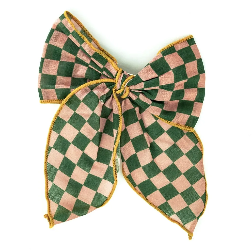 Fable Bow-Mid Size - Checks  Sunset    Orchard