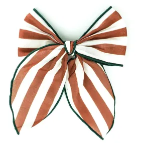 Mid-Size Fable Bow in Striped Atlas and Tierra Pattern