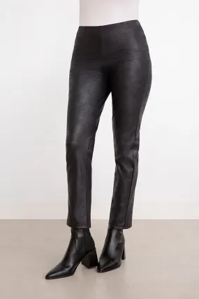 Onyx Faux Leather Mid-Length Narrow Pants