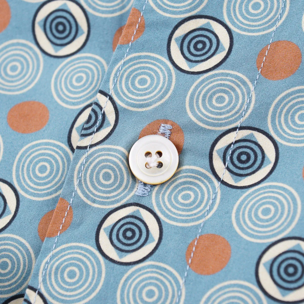 Finamore Geometric Deco Print Cotton Shirt